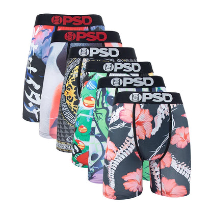 6Pcs Fashion Print Men Underwear Boxer Cueca Male Panty Lingerie Men Underpants Panty Boxershorts Sexy S-XXL