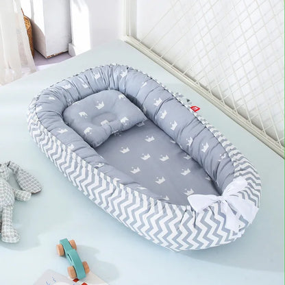 85*50cm Baby Nest Bed with Pillow Portable Crib Travel Bed Infant Toddler Cotton Cradle for Newborn Baby Bed Bassinet Bumper