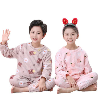 Children's Pajamas Sets Velvet Winter Sleepwear for Kids Warm Girls Pijama Boys Nightwear 3-10years Teenager Home Wear Clothes