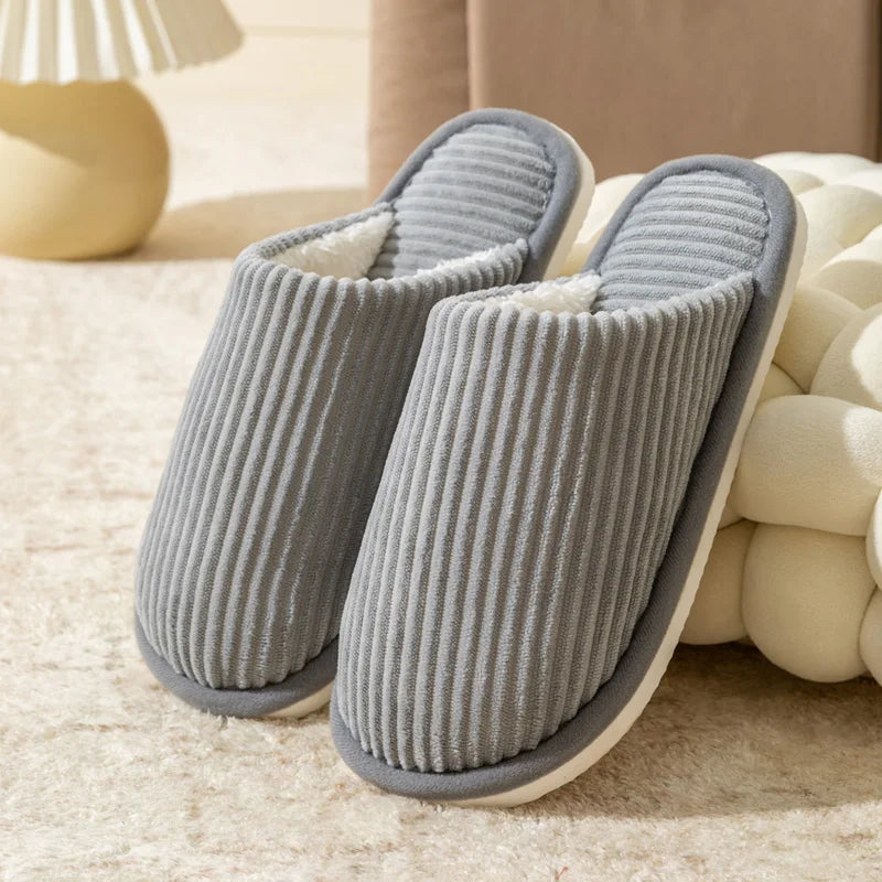 Winter Warm Plush Men Slippers Non Slip Soft Shoes Comfort Flat Heel Indoor Bedroom Couple's Slippers for Home Shoes in Autumn