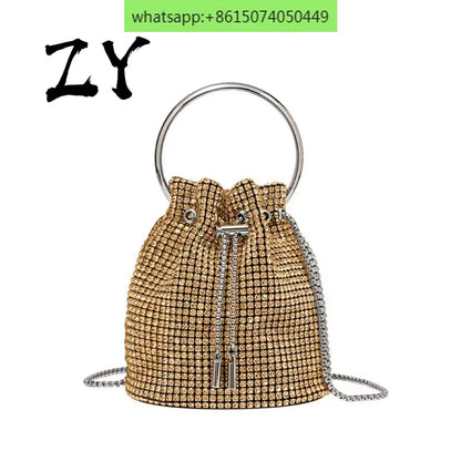 Full A rhinestone Bucket Bag Full Of Diamond bag fashion studded Joker slung hand bill of lading shoulder dinner bag