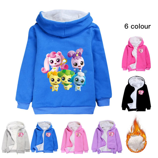 Little Pony Unicorn Winter Hooded Sweater Warm Zipper Jacket for Kids Boy Girl