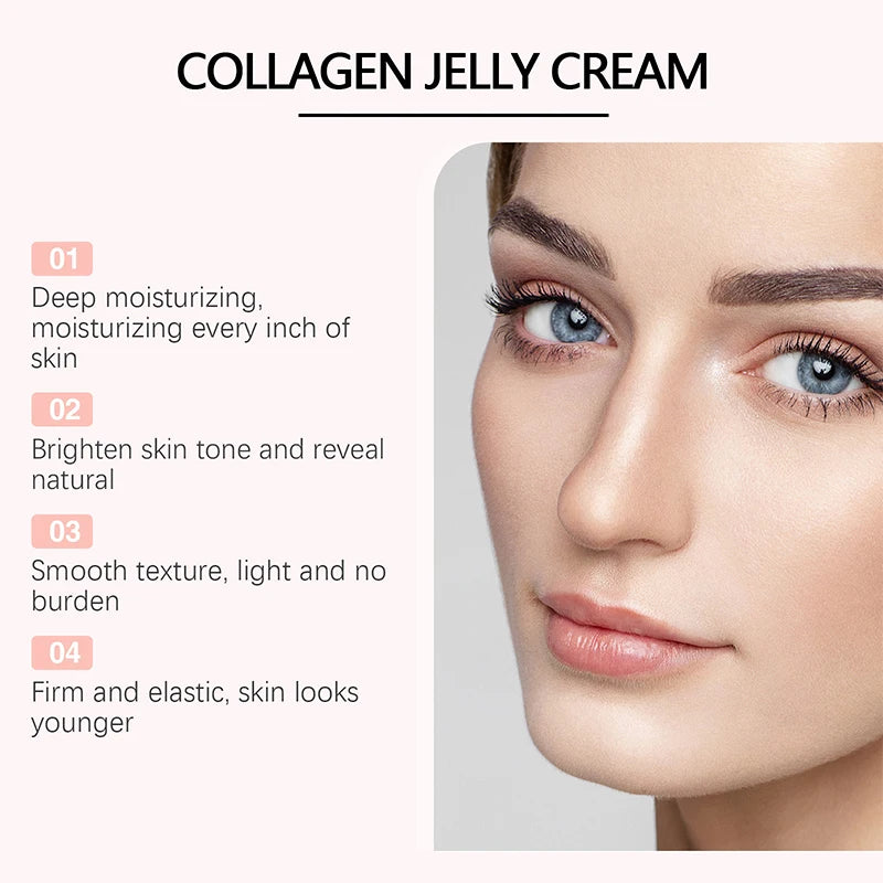 100g Pink Collagen Jelly Cream Peel-off Collagen Night Cream Mask Gentle Essence Shrinks Pores Moisturizes Brighten Serum Gel