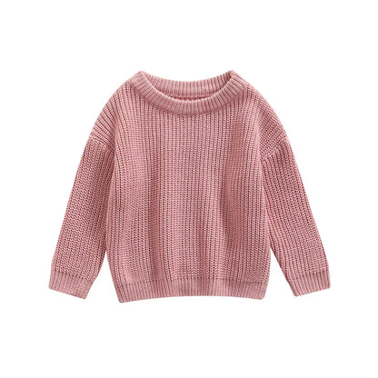 Newest Newborn Baby Girl Boy Knitted Long Sleeve Autumn Winter Sweater Solid Loose Pullover Casual Tops Kids Clothes 3M-5Y