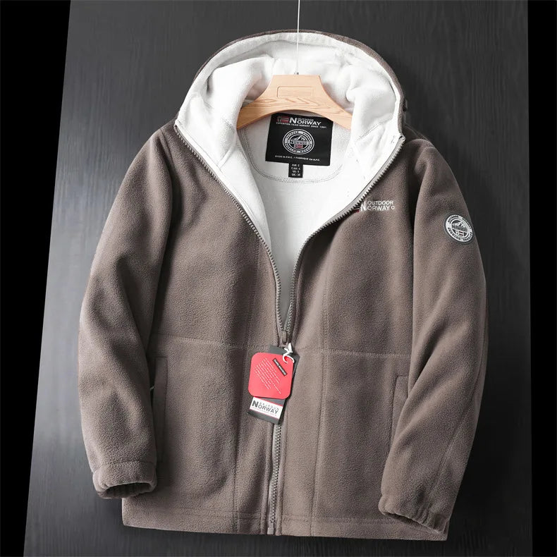 Men's Winter Wool Embroidered Fleece-lined Jacket