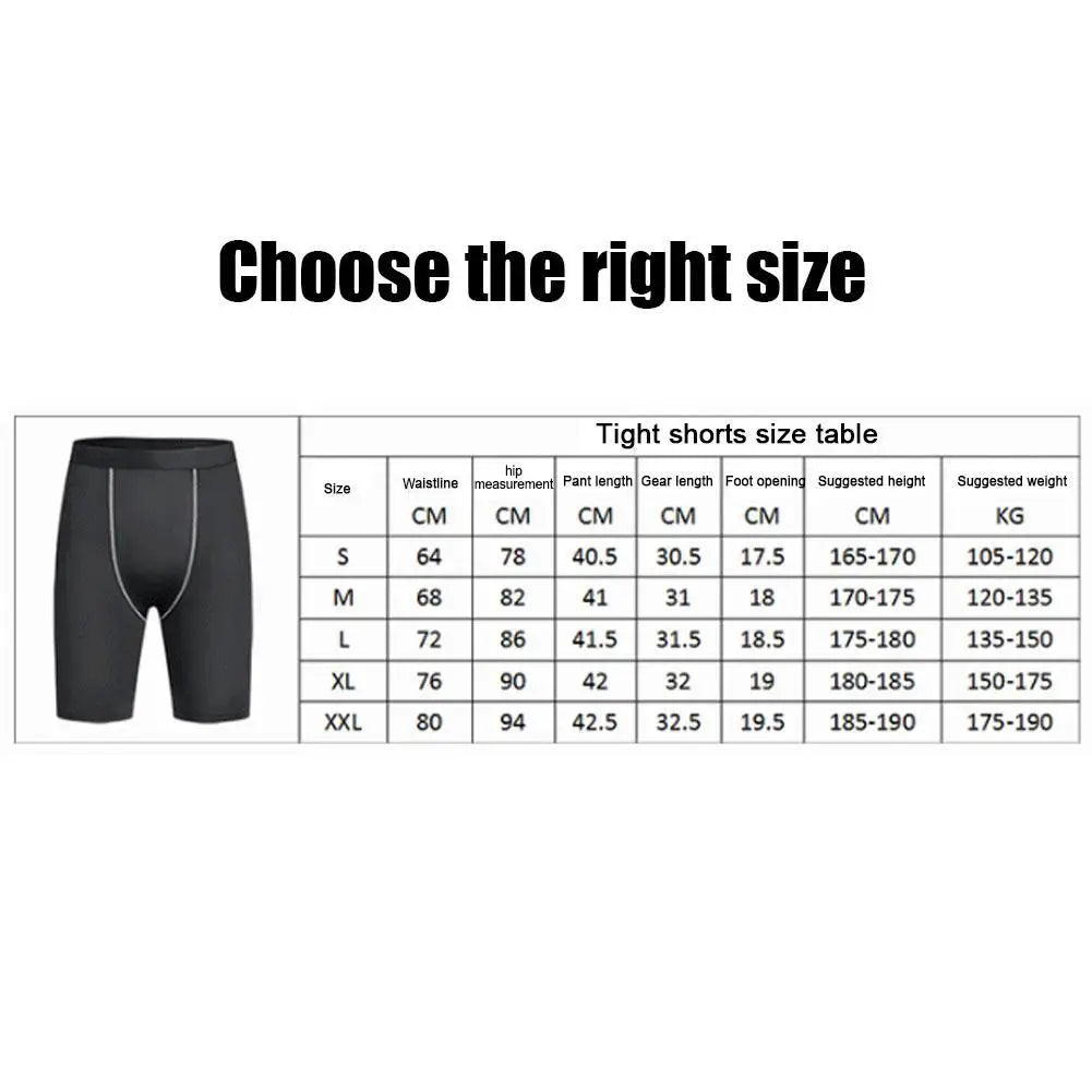 New Men‘s Compression Short Pants Elastic Quick Dry Running Fitness Shorts With Pocket Big Size Black Tight Gym Training Pants