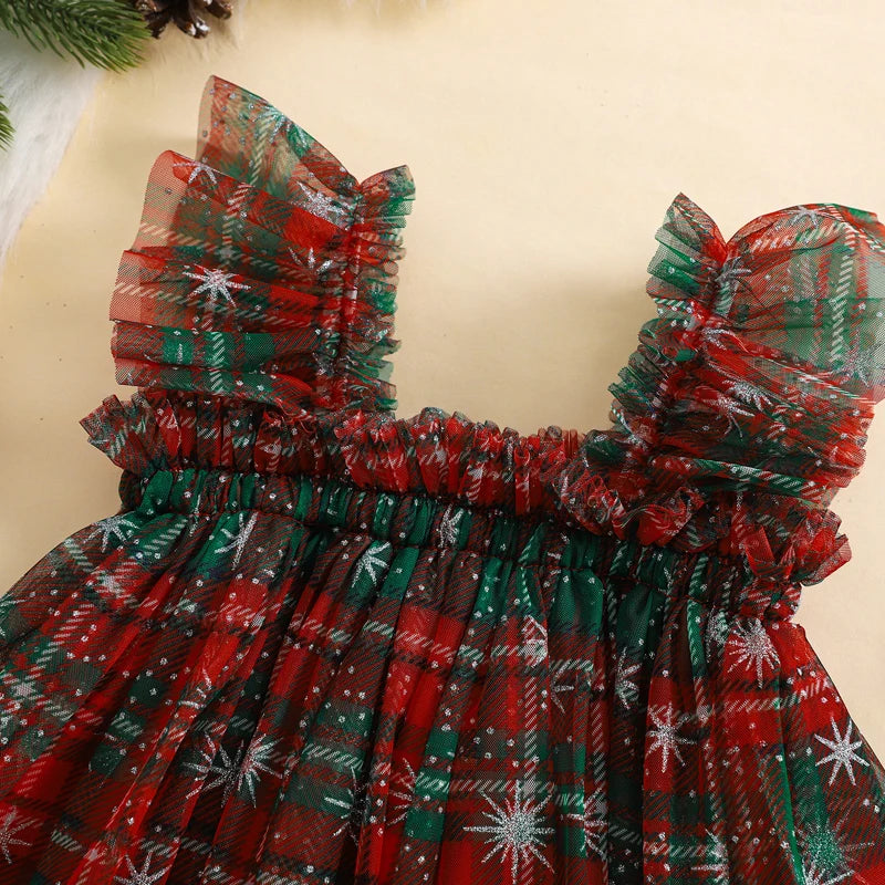 Toddler Christmas Tutu Dress Baby Girl Sleeveless Layered Tulle Dress Little Girl Princess Dresses Christmas Outfit Size 6M-4Y