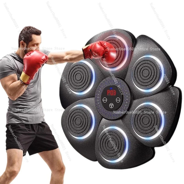 Music Boxing Machine, Electronic Wall Target Machine, with 5 Lights and Bluetooth Sensor, Training Devices with Boxing Gloves