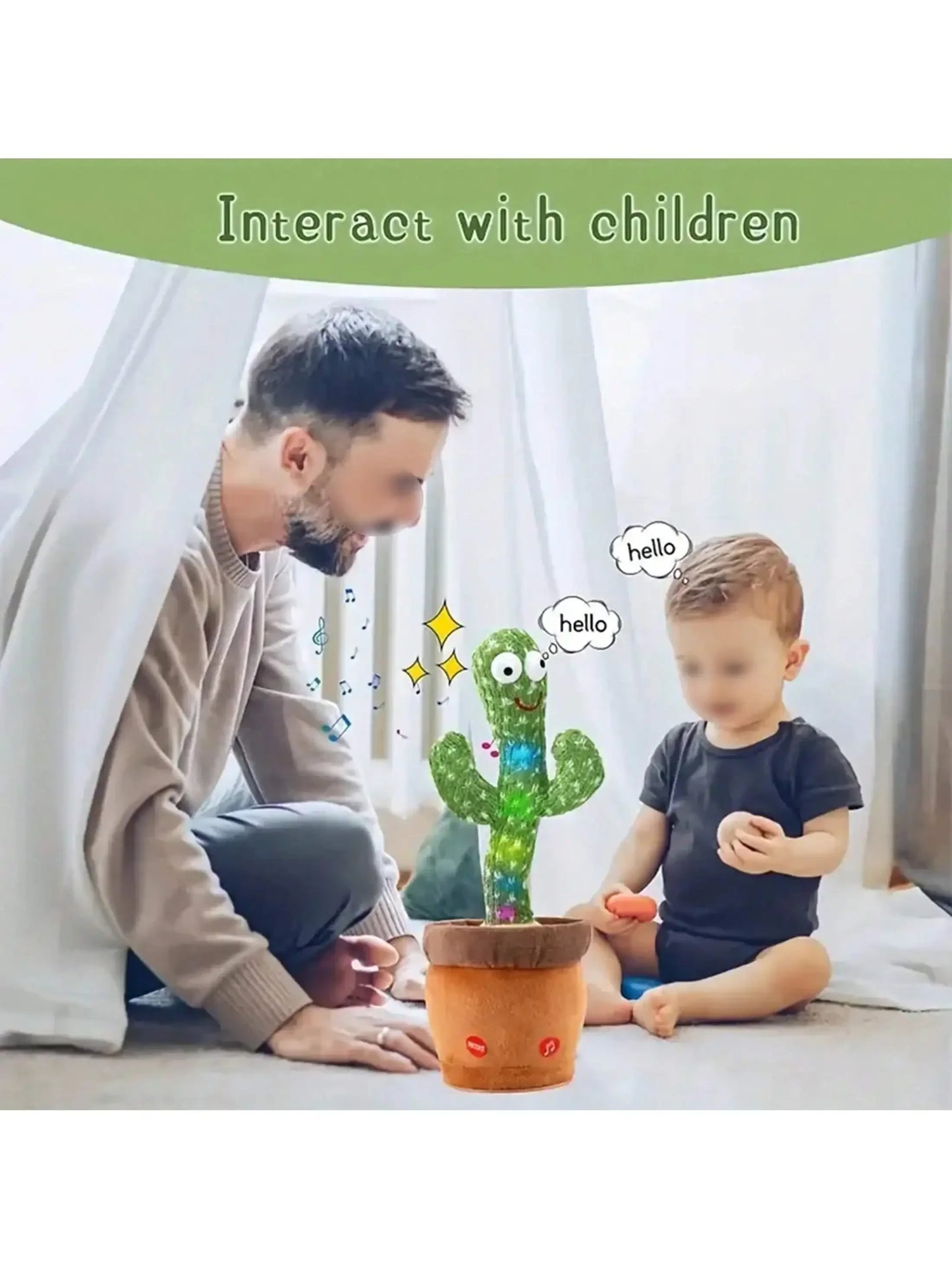 1pc-Dancing Talking Cactus Toys For Baby Boys And Girls, Singing Mimicking Recording Repeating What You Say Sunny Cactus Up Plus (Toy)