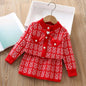 Little maven Children's Plaid Outfits With Bowknot for Baby Girls Princess Suits Winter Elegant Sweater + Dress Lattice Set