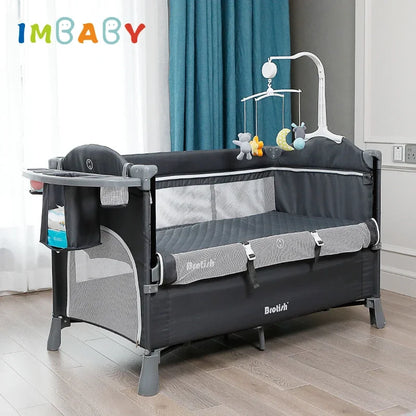 Multifunctional Portable Baby Bed with Diaper Table Newborn Bed Kids Cradle Rocker Baby Cribs for 0-6 Years Old Child Crib