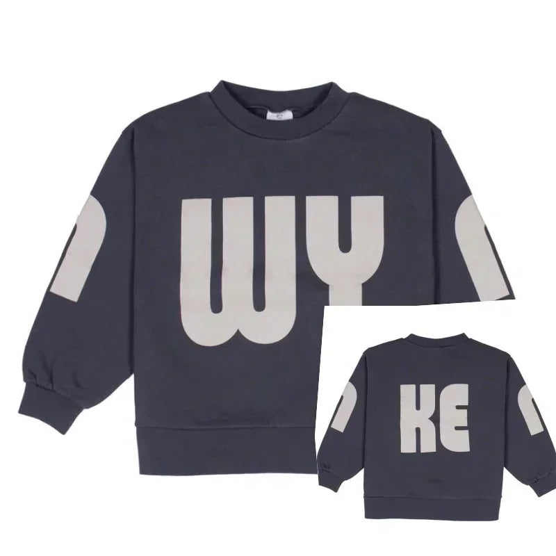 OUYANG&IVAN Kids Cotton Sweatshirt 24 AW Wyn New Autumn Children Magenta Velour Jumper Boy Girl Loose Warm Top Sweaters Outwear