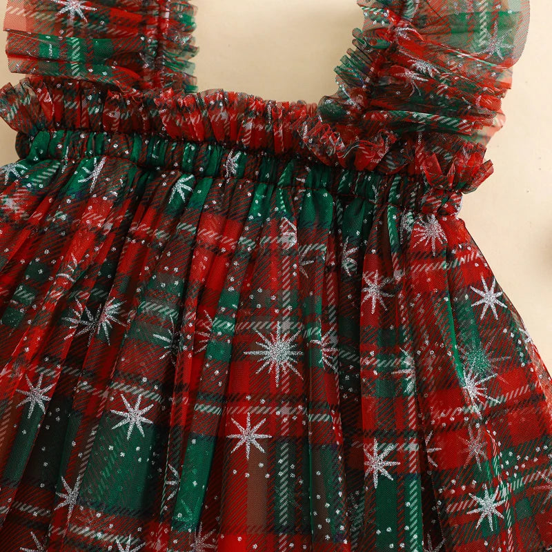 Toddler Christmas Tutu Dress Baby Girl Sleeveless Layered Tulle Dress Little Girl Princess Dresses Christmas Outfit Size 6M-4Y