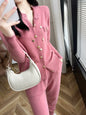 Fashion Two-piece Suit 100% Cashmere Suit Women's Round Neck Cardigan Casual Pants Autumn/Winter New Solid color Female Set