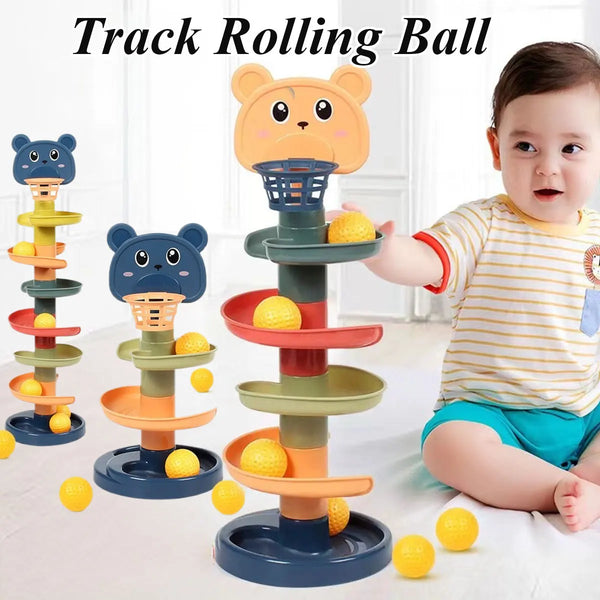 Different Layers Baby Track Rolling Ball Toy Early Educational Puzzle Toy for Children Montessori Sliding Track Tower Kids Gift (Toy)