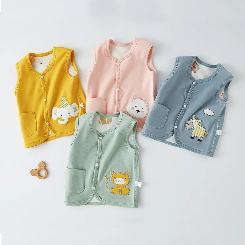 Baby Vest Spring and Autumn Thin Cotton Girls' Sweetheart Waistwear Neonatal Belly Care Boys' Horse Jacket Children's Vest