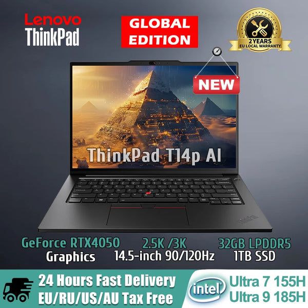 Lenovo Laptop ThinkPad T14p AI Intel Core Ultra 9 GeForce RTX Arc Graphics 14.5-inch 90/120Hz Screen laptop