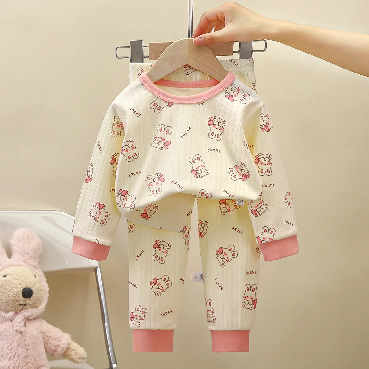 New Kids Pure Cotton Pajamas Boys Girls Cartoon Long Sleeve T-Shirt Top + Pants Baby Autumn Sleepwear Underwear Clothes Sets