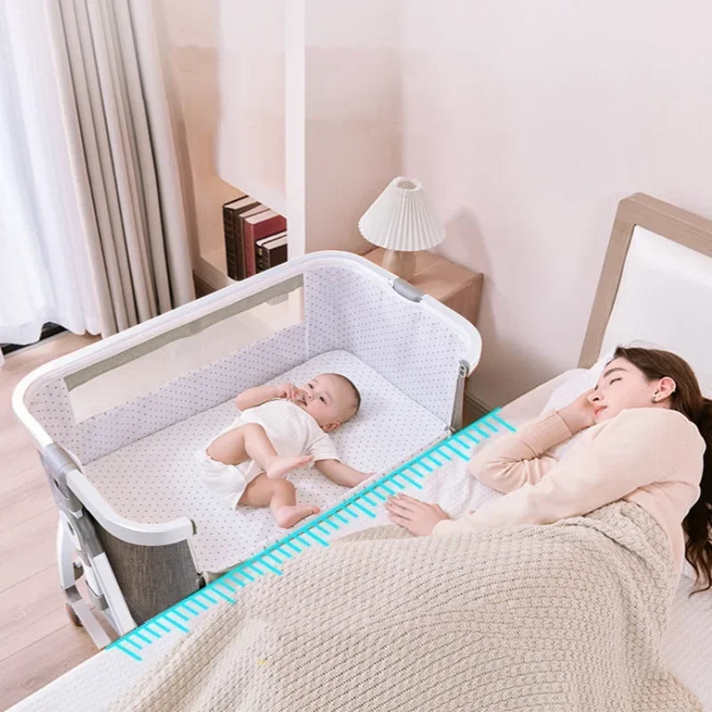 Multifunctional Crib Foldable Crib with Diaper Table Cradle Rocking Chair Travel removable Crib Baby Bedside Crib