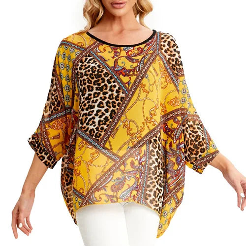 BHflutter 4XL 5XL 6XL Plus Size Women Blouse 2025 Sexy Off Shoulder Leopard Print Summer Tops Tees Casual Chiffon Blouses Shirts