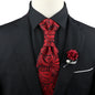 New Men's Premium Paisley Tie Brooch Set Red Black Blue Ajustable Neck Tie Luxury Classic Suit Tuxedo Groom Wedding Accessories