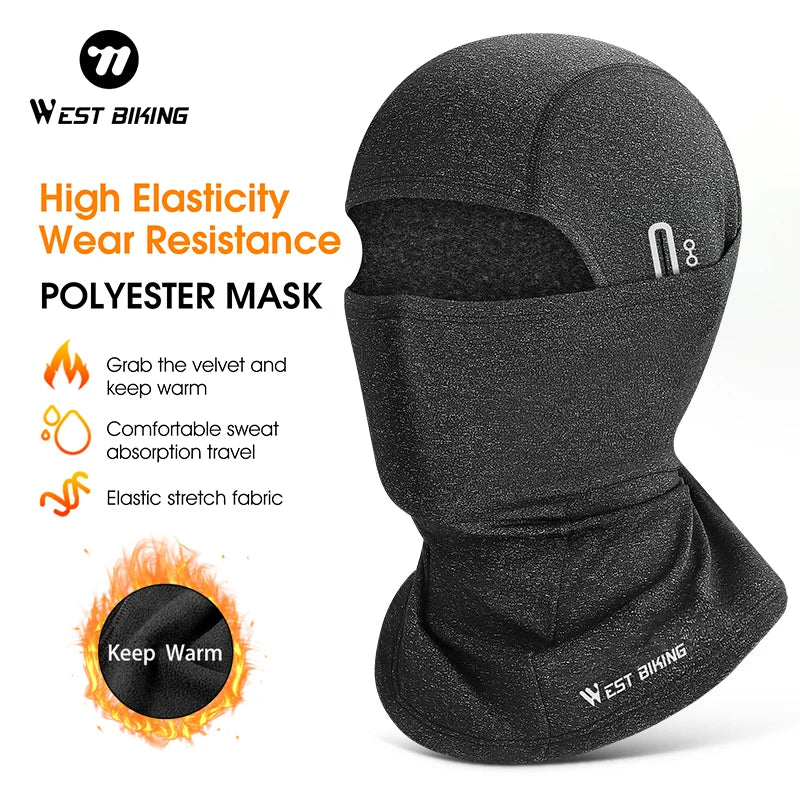 WEST BIKING Winter Fleece Cycling Cap Hat Windproof Men Women Sport Scarf Balaclava Ski Bicycle Motorcycle Running Neck Warmer