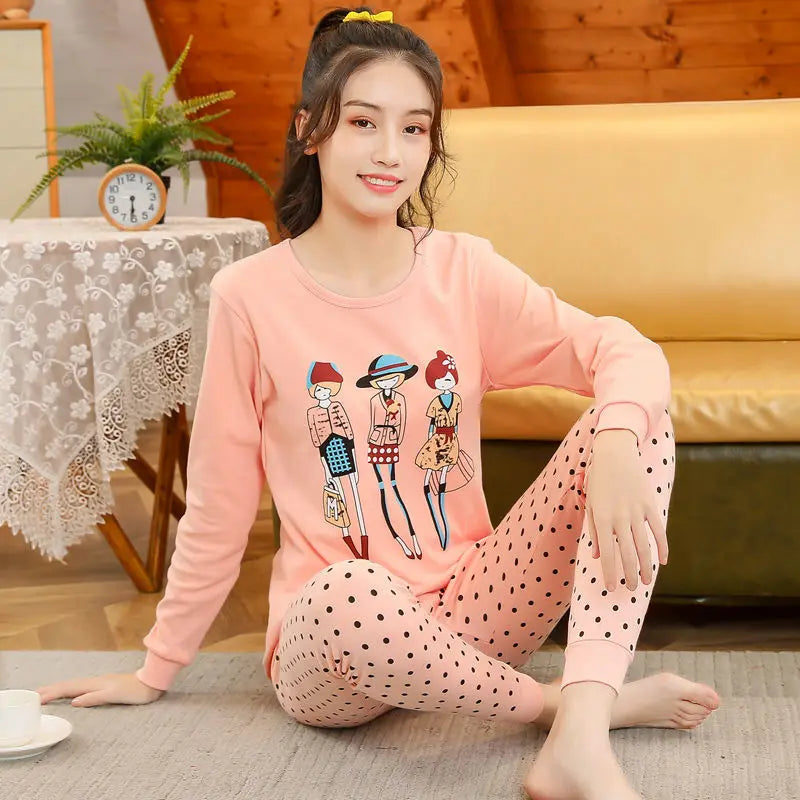 Teens Pijamas Long Sleeve Cotton Pyjamas Kids Clothes Sets Cartoon Big Boy Sleepwear Cute Pajamas For Girls 10 12 14 16 18 Years