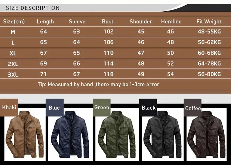 PU Jacket Boy Autumn Winter Green Motorcycle Jacket Oversize Man Faux Leather Stand Collar Jacket Casual Long Sleeve Coat