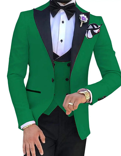 Men 3 Pieces Suits For Men Custom Made Groom Groomsmen Tuxedos Wedding Men Suit Terno Masculino(Jacket+Pant+Vest)