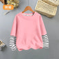 Cotton Children's Clothing Boys Girls T-Shirt Stripe Long Sleeve Kids Clothes Autumn Winter Sweatshirt Tops Tennage 6 8 10 Years