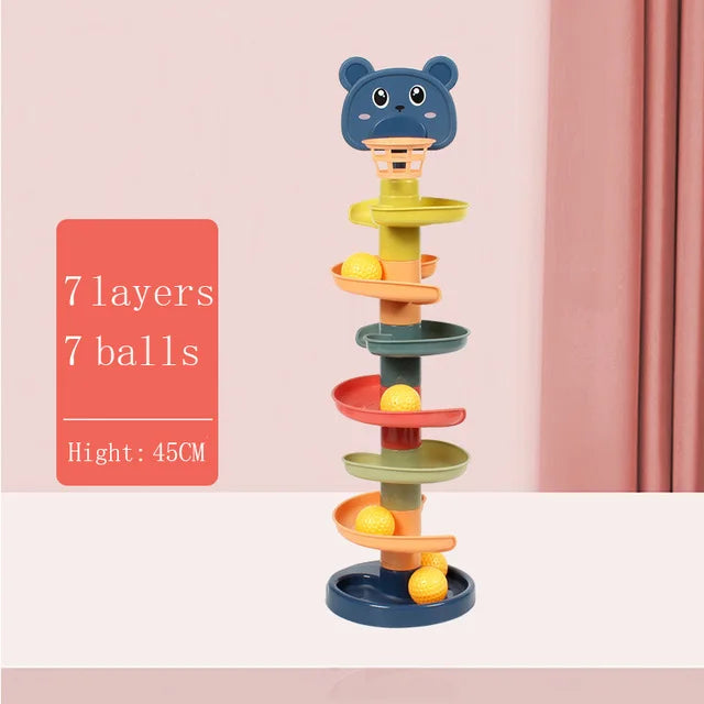 Montessori Baby Toy Rolling Ball Tower Montessori Educational Games For Babies Stacking Track Baby Development Toys 1 2 3 Years (Toy)