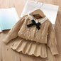 Little maven Baby Girls Princess Boutique Clothes Bowknot Sweater + Dress Set for 2025 Autumn Winter Children's Clothing Sets