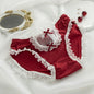 SP&CITY Lolita Lace Cotton Crotch Red Panties Low Waist Cute Ruffle Hollow Out Mesh Underwear Women’s Christmas Seamless Briefs