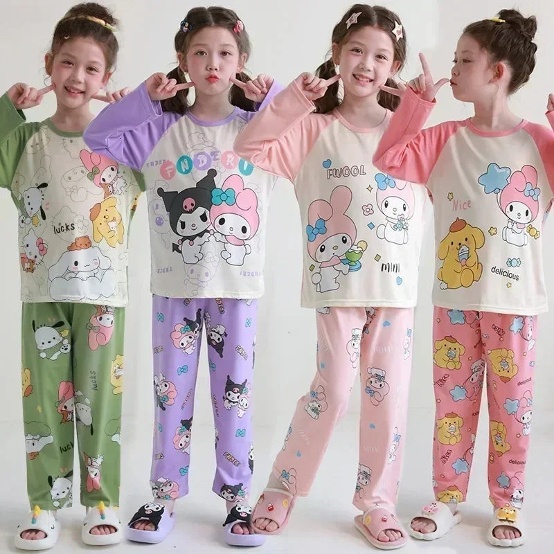 Winter Children Pajama Sets 2025 Cute Girl Cartoon Sleepwear Boys Long Sleeved Pants Pijamas Korean Home Clothes Kid Loungewear