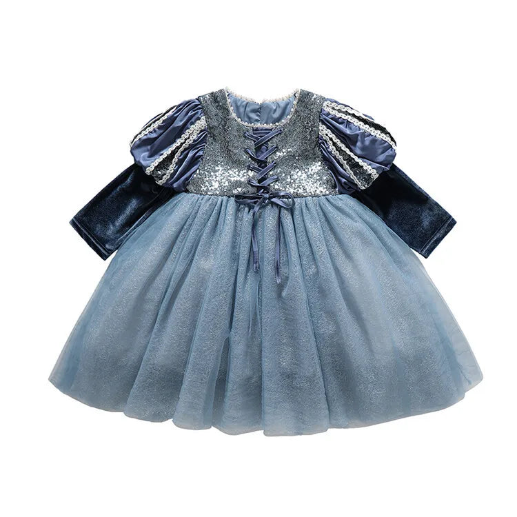 Girls Plush Dress 2025 Autumn and Winter New Western Style Children Trendy Birthday  Little Girl Princess Dress