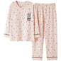 Autumn 100%Cotton Women Pajamas Long Sleeve Women's Pajama Set Print M-5XL Pijama Long Tops+Long Pants Two Piece Set Pyjamas