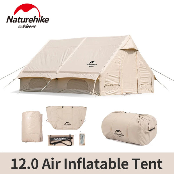 Naturehike 12.0 Air Tent Inflatable Tent House Waterproof 4-5 People Glamping Travel Outdoor Camping Travel Large Space Hut Trip