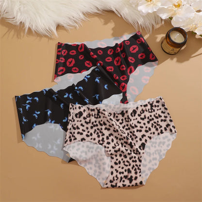 3Pcs Seamless Women's Panties S-XXL Sexy Butterfly Briefs Fashion Leopard Heart Breathable Female Comfortable Cozy Sexy Lingerie