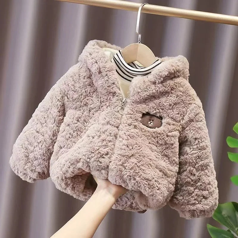 Infant Newborn Baby Girl Coat Little Bear Coat Baby Girl Children Jacket Hooded Cartoon Baby Coat Children Cotton Jacket Winter