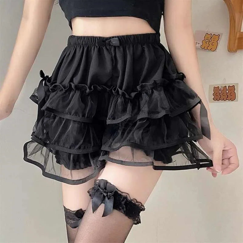 Womens Lace Ruffle Bloomers Shorts Layered Pettipants Victorian Pumpkin Pants Panties Booty Shorts Lolita Dress Safety Shorts