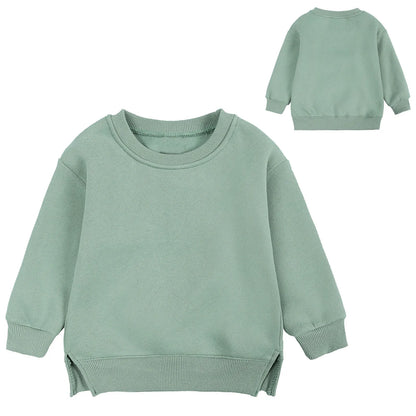 1 2 3 4 5 Years Toddler Boys Girls Pullover Autumn Winter Fleece Sweatshirt Children Solid Color Long Sleeve Tops Hoodie Blouse