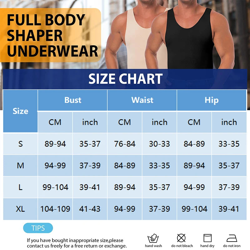 Men Full Body Shapewear Sleeveless Slimming Compression Bodysuit Shapewear Waist Trainer Hip Enhancer Tummy Control Underwear