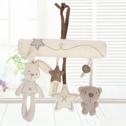 2025 New Hanging Bed Rabbit Baby Hand Bell Safety Seat Plush Toy Multifunctional Plush Toy Stroller Mobile Gifts