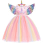 Kids Unicorn Dress for Girls Flower Appliques Ball Gown Elegant Party Costumes Little Girl Princess Dresses Children Clothing