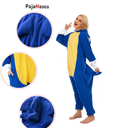 Hedgehog PAJAMASE Kids Blue Women Onesie Adult Fleece Cartoon Cosplay Costumes Family Jumpsuit Birthday Pijama Raccoon Kigurumi