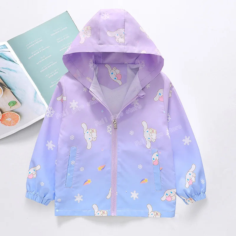 Kids Cinnamoroll Outdoor Jackets for Little Girls Clothes Winter Outwear Overcoats Aesthetic Tops Sanrio Fashion Toddler Coats