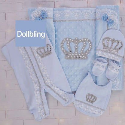 5pcs Newborn Baby Nursery Kids Outfit Clothing Cotton Infant Care Wrapped Baby Products Pants Mittens Receiving Blanket