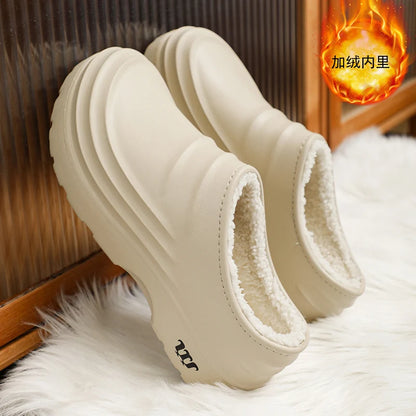 2025 New Fashion Cotton Slippers Men Winter Warm Home Cotton Shoes Waterproof Garden Shoes Indoor Slip on Concise Shoes