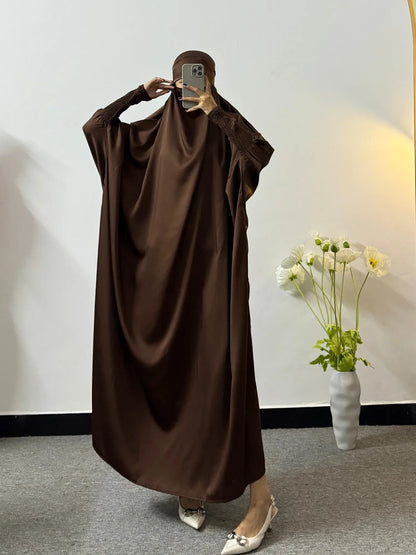 Ramadan Modesty Prayer Dress Women Jilbabs Kaftan Muslim Abayas Smocking Sleeve Dresses