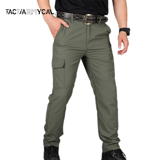 Men Pants Casual Cargo Pants New Tactical Trousers Male Plus Size Breathable Waterproof Multi-Pockets Pant Size S-5XL